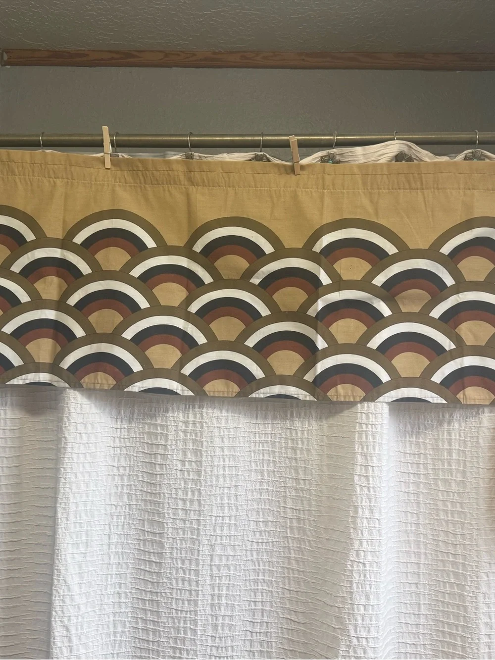 Vintage 1970s era mod design Vera brand drape set.